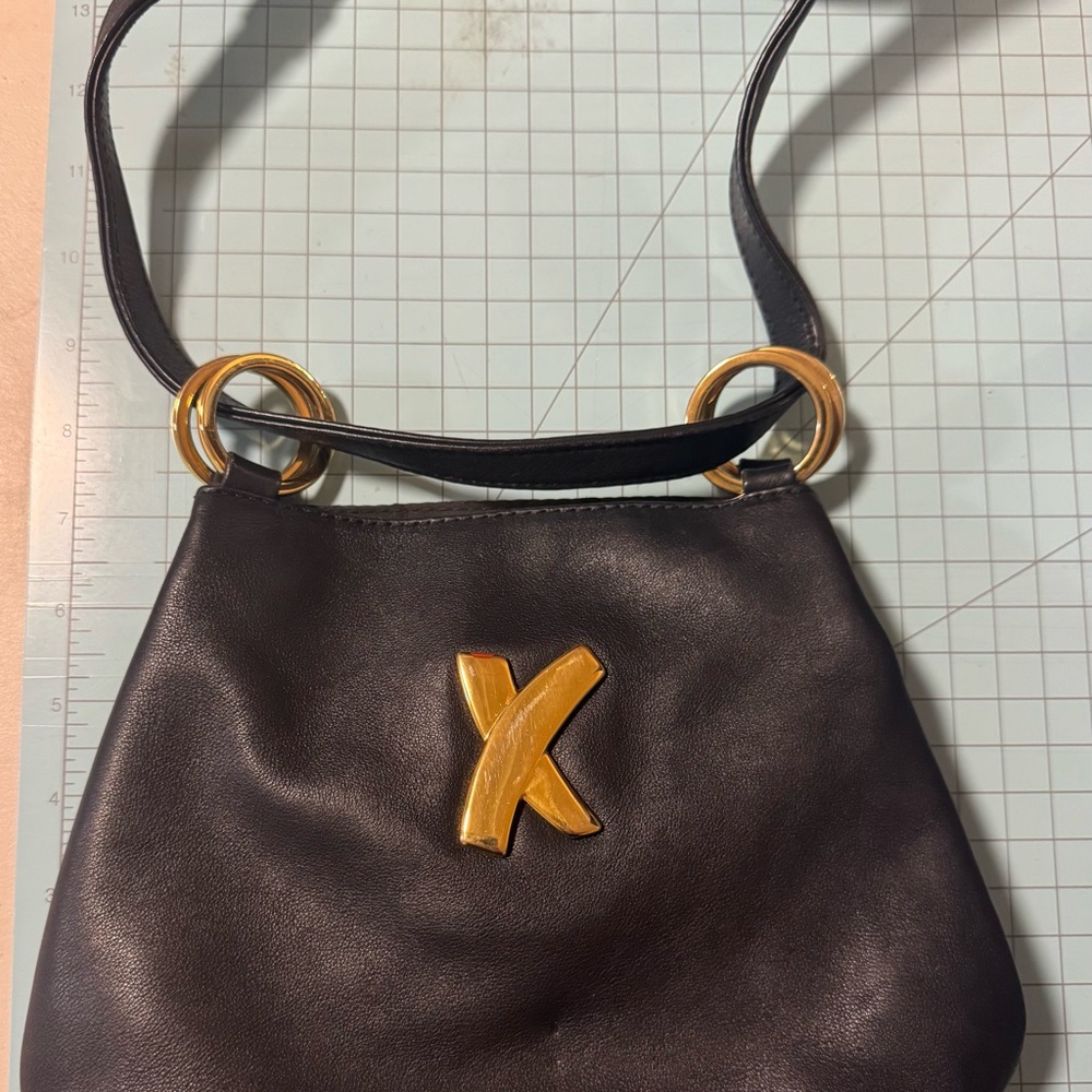 Paloma Picasso Black Shoulder Bag with Gold Accents